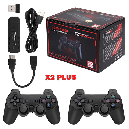 4K Portable Game Stick Dongle HD Video Game Console 2.4G 64GB Gaming Stick X2 Portable Classic Game Console X2 Plus