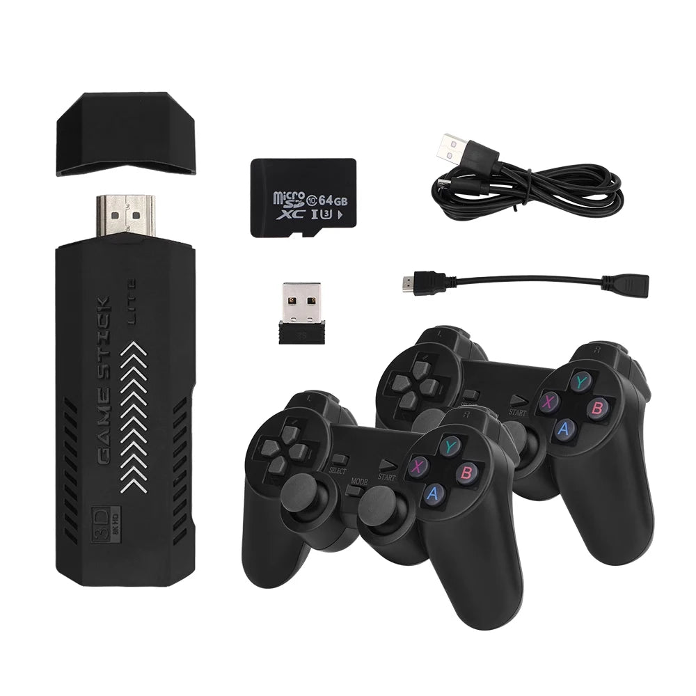 4K Portable Game Stick Dongle HD Video Game Console 2.4G 64GB Gaming Stick X2 Portable Classic Game Console X2 Plus