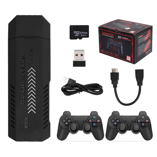 4K Portable Game Stick Dongle HD Video Game Console 2.4G 64GB Gaming Stick X2 Portable Classic Game Console X2 Plus